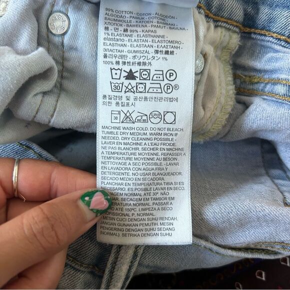 Women's Light Blue Distressed Straight Leg Jeans - Picture 4 of 13